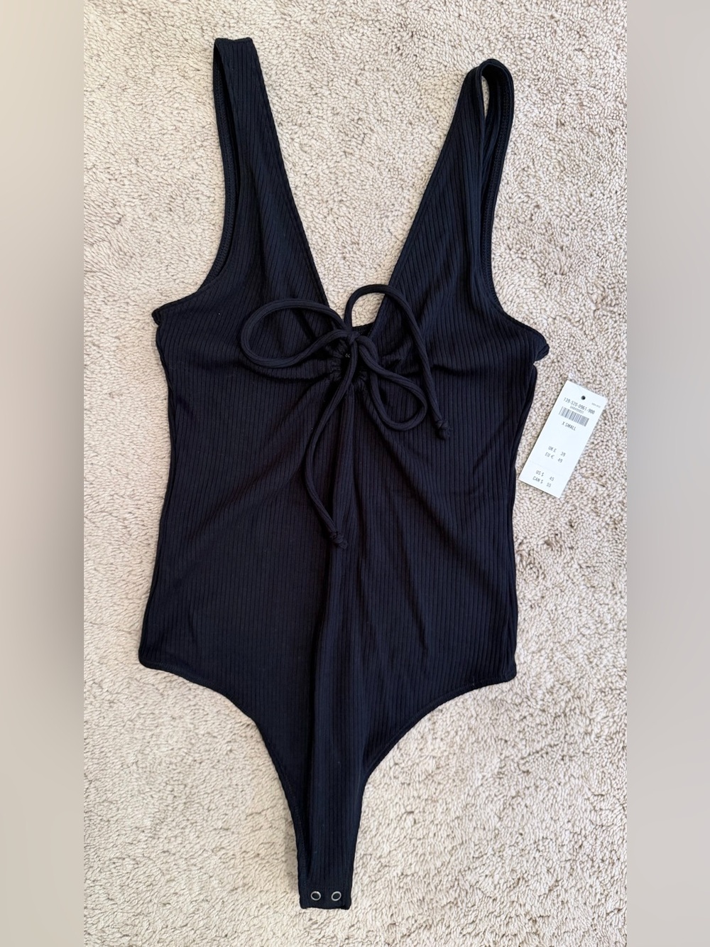 Abercrombie & Fitch NWT Black Ribbed Keyhole Tank Bodysuit Size Extra Small XS